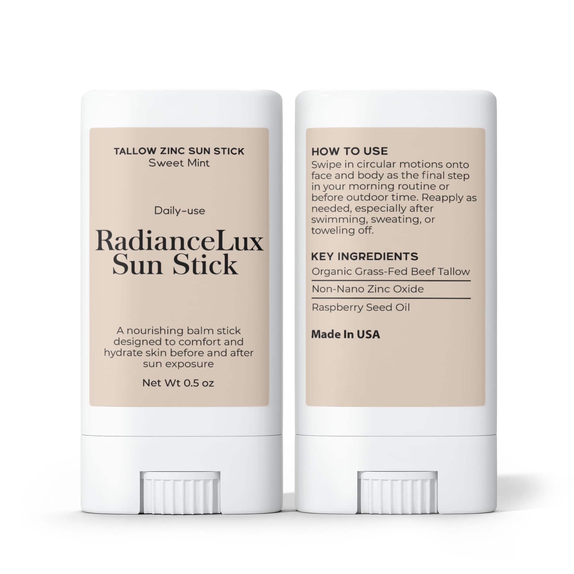 2 Pack Tallow Zinc Sun Stick – Natural Mineral Sun Protection for Sensitive Skin