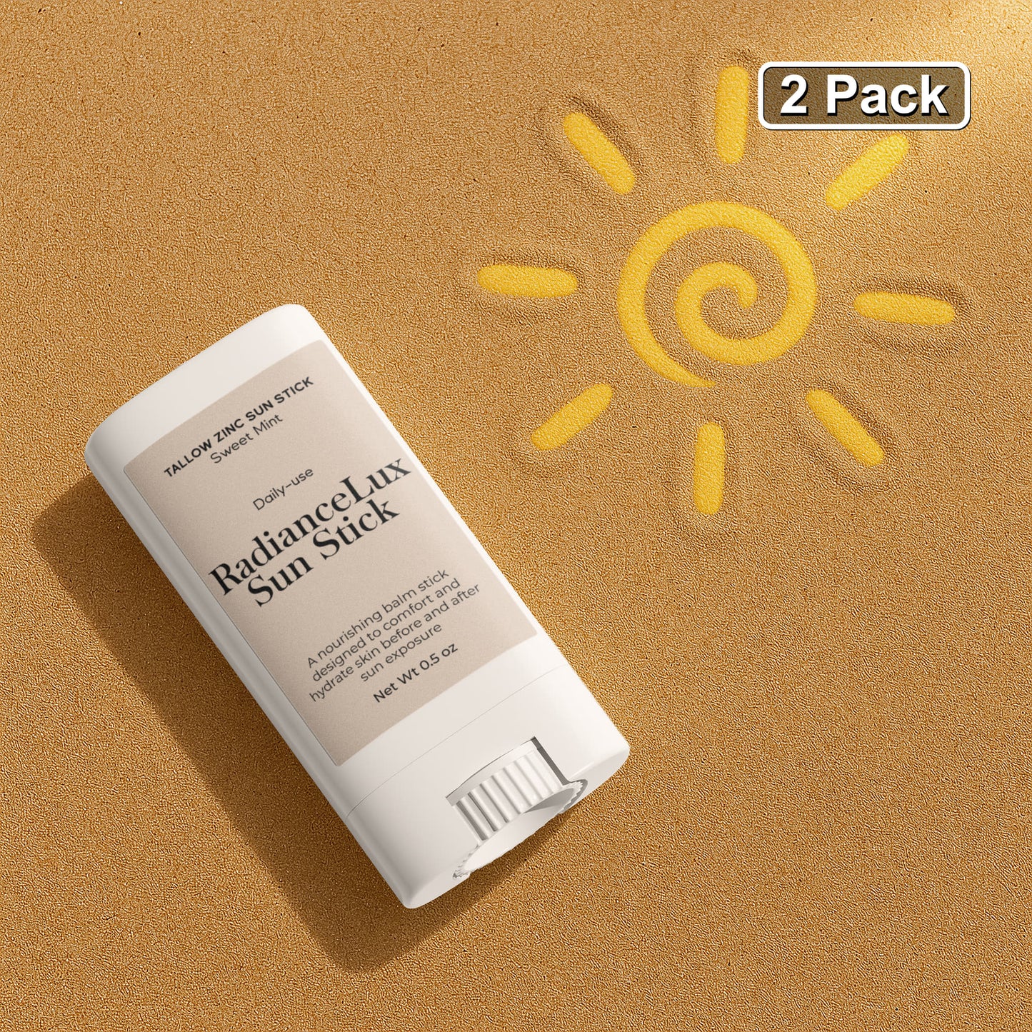 2 Pack Tallow Zinc Sun Stick – Natural Mineral Sun Protection for Sensitive Skin