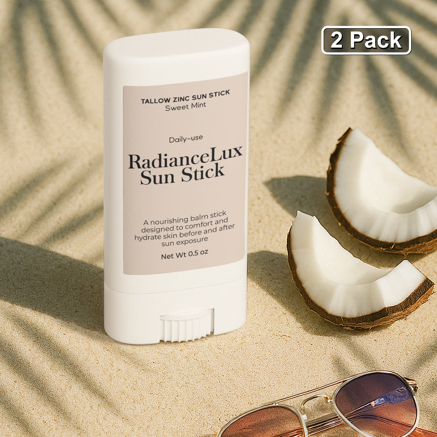 2 Pack Tallow Zinc Sun Stick – Natural Mineral Sun Protection for Sensitive Skin