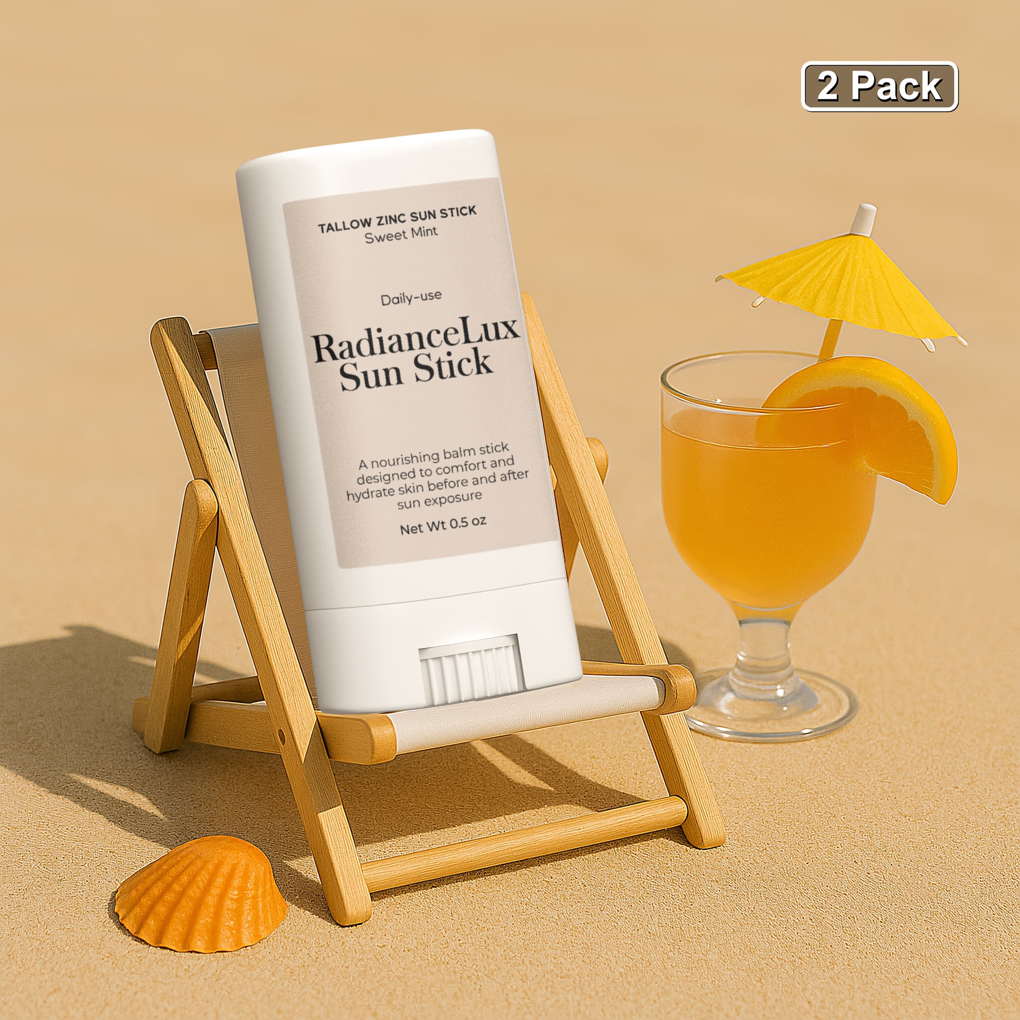 2 Pack Tallow Zinc Sun Stick – Natural Mineral Sun Protection for Sensitive Skin