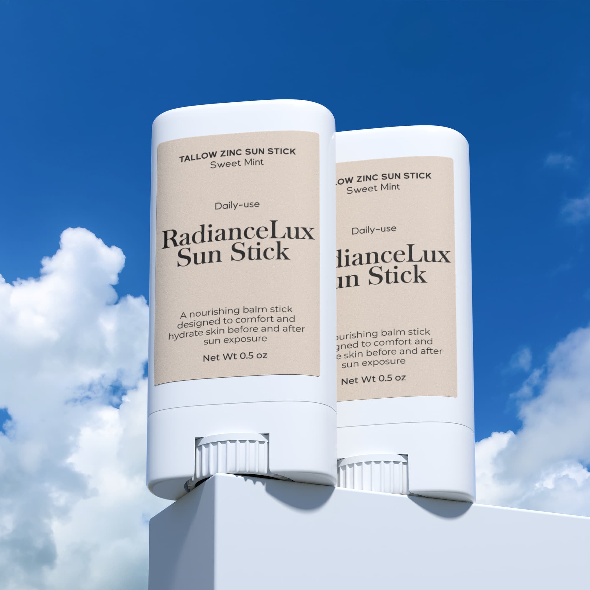 2 Pack Tallow Zinc Sun Stick – Natural Mineral Sun Protection for Sensitive Skin
