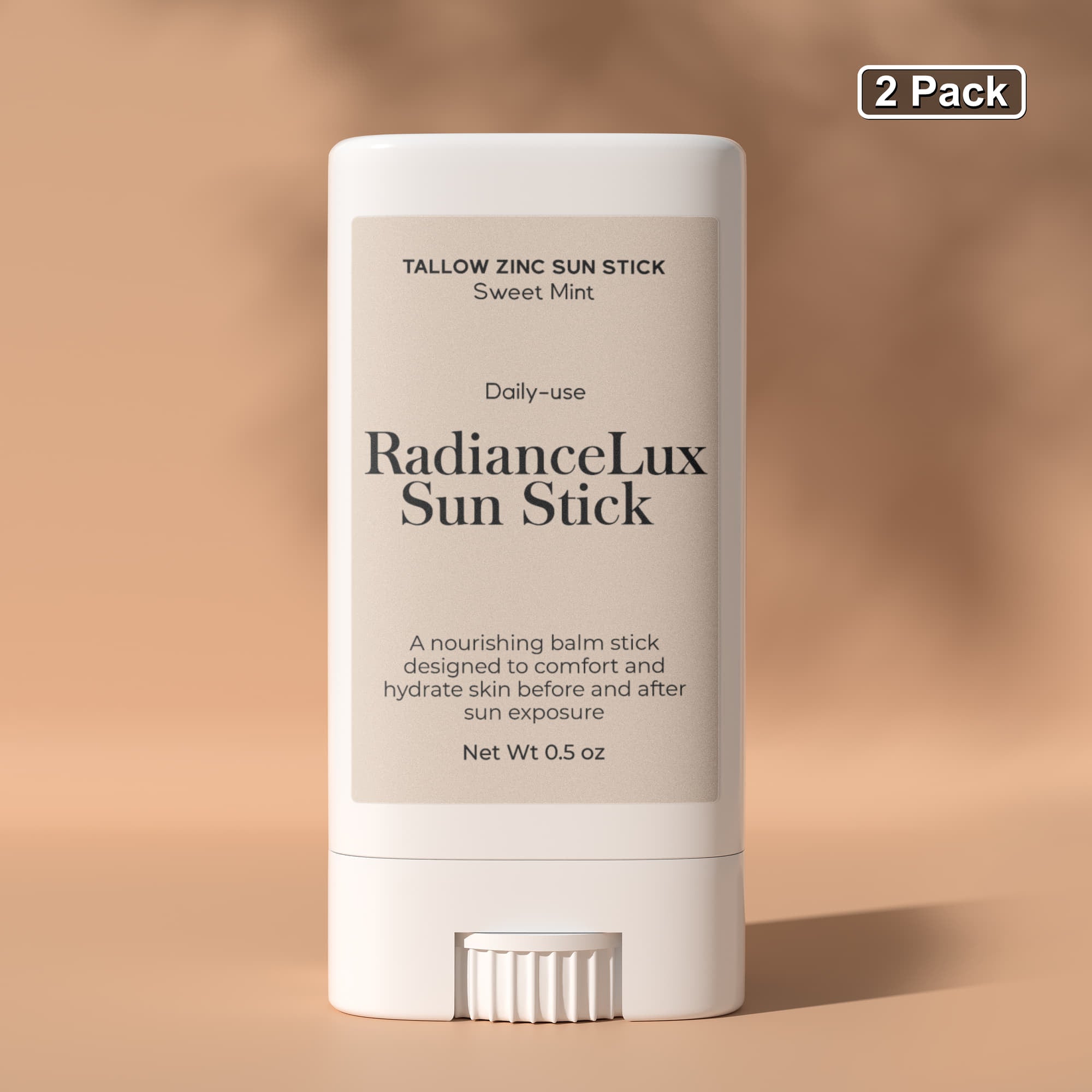 2 Pack Tallow Zinc Sun Stick – Natural Mineral Sun Protection for Sensitive Skin