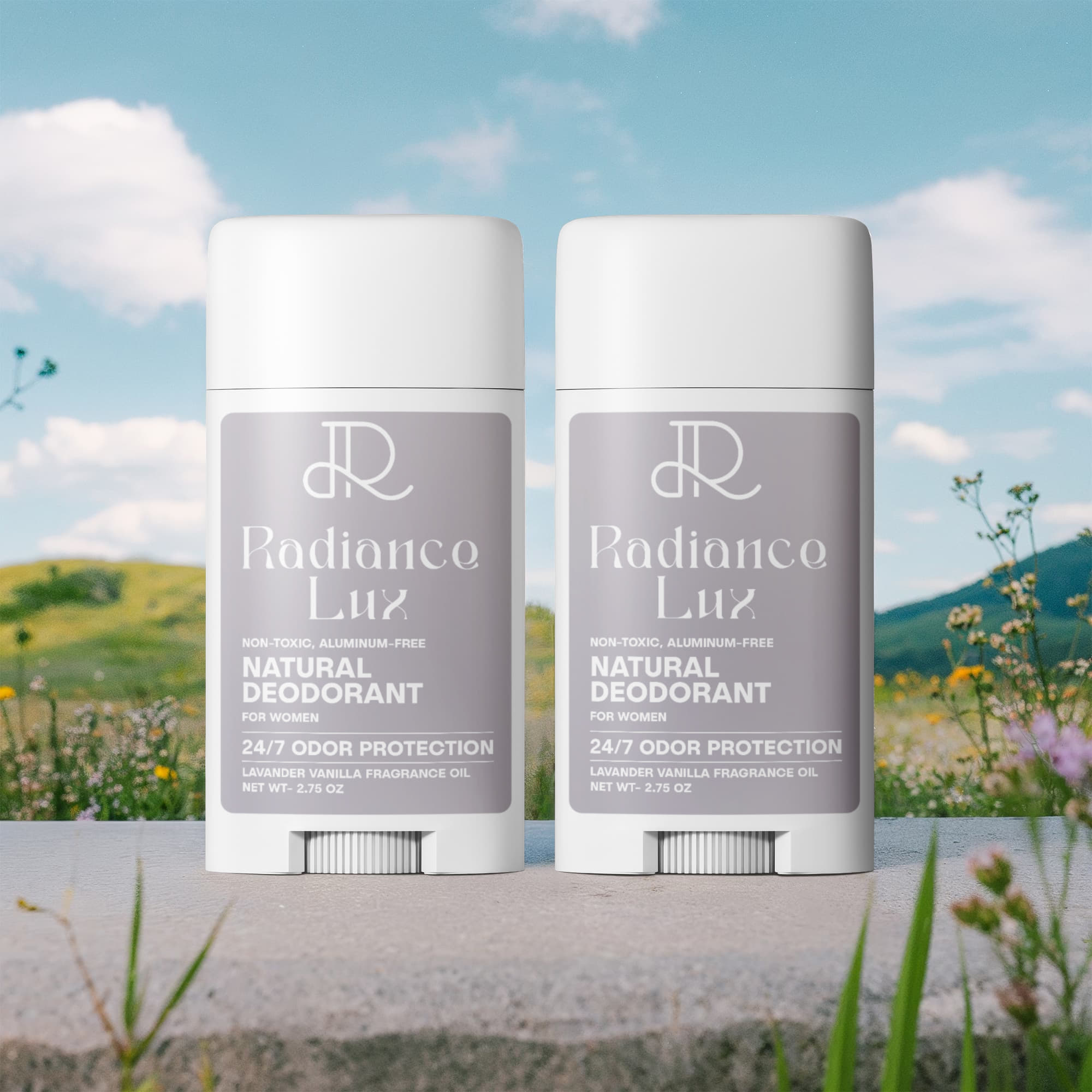 2 Pack Non-toxic Natural Deodorant, Aluminum-Free for Women